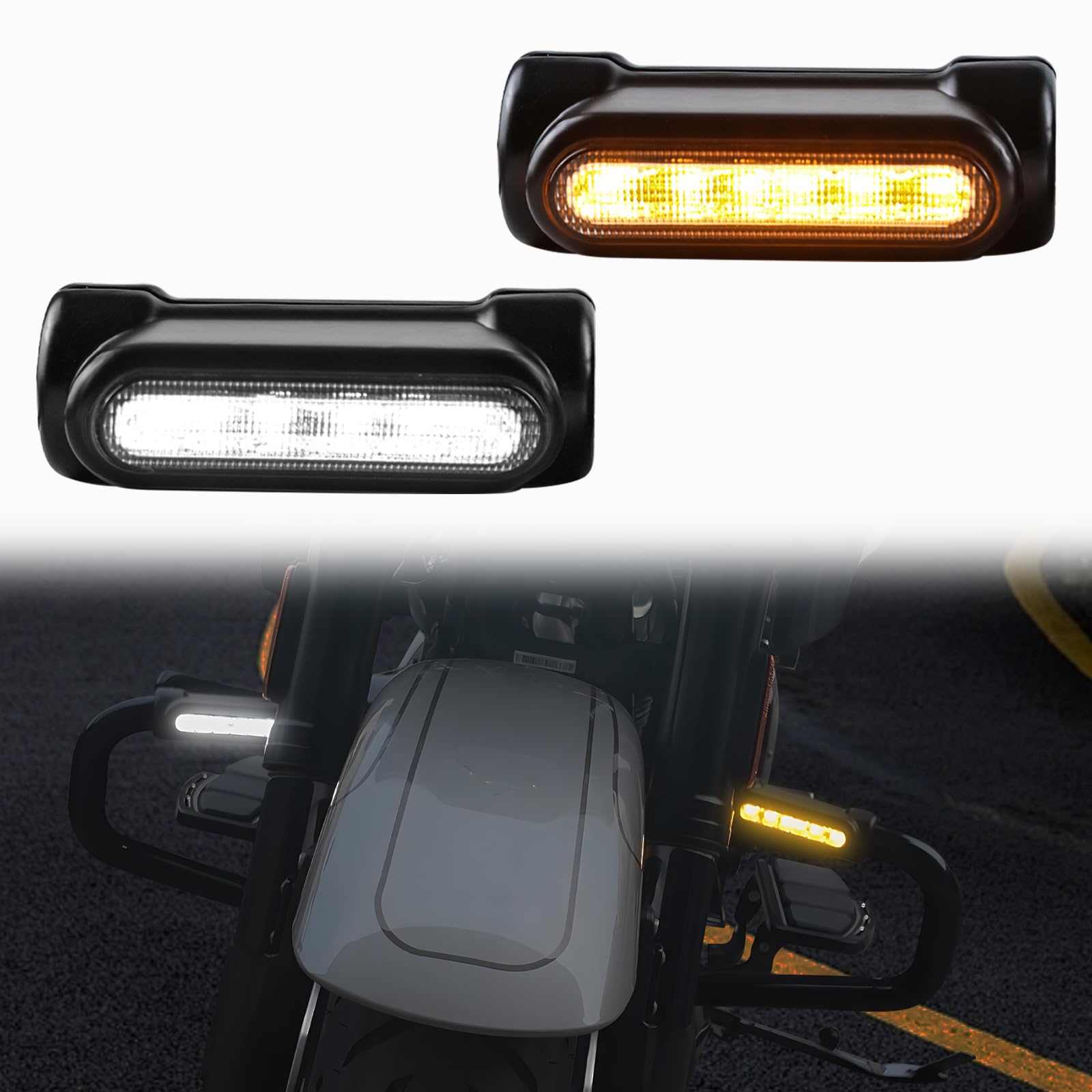 Photo 1 of LUXEMOTO Crash Bar Light for CVO Road Glide 23-25, LED Highway Turn Signal Auxiliary Lights w/White DRL & Amber for Harley Touring Road Glide 2024-2025?CVO 2023-2025,ST 2025 Accessories