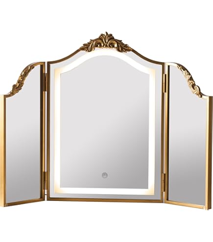 gold ornate arched triple dressing table mirror 80cm x 56cm Gold Ornate Arched Triple Dressing Table Mirror 80cm x 56cm vanity make up