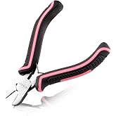 LEONTOOL Mini Diagonal Cutting Pliers 4 Inches Side Cutters with Spring | Mini Diagonal Wire Cutters, for Jewelry Making, Artificial Flowers, Wire, Zip Ties, Pink Tool for Women