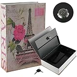 KYODOLED Book Safe with Key Lock,Dictionary Diversion Secret Safe Box,Money Hidden Lock Box,9.5" x 6.1" x 2 .2" Paris Large