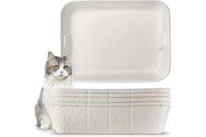 YCSKJK Disposable Cat Litter Box, Sturdy and Durable, Extra Thick, Large Size - 16.2"x12.6"x3.9", Water Resistant and Sustainable, Disposable Litter Boxes for Cats (White, 5-Pack)