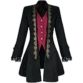 Teyujosem Women's Medieval Pirate Jacket Embroidery Renaissance Gothic Steampunk Coat