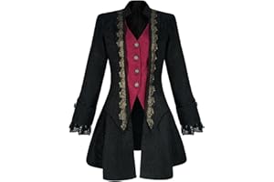 Teyujosem Women's Medieval Pirate Jacket Embroidery Renaissance Gothic Steampunk Coat