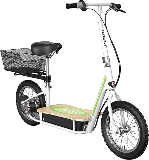 Razor EcoSmart Metro Electric Scooter &ndash; Padded Seat, Wide Bamboo Deck, 16&quot; Air-Filled Tires, Rear-Wheel Drive