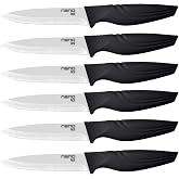 Steak Knives set of 6, Nano ID Ceramic Stake Knife Sharp Ceramic Knife Perfect Festival Present (black)