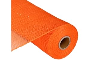 CRAIG BACHMAN 10 inch x 30 feet Deco Poly Mesh Ribbon - Orange with Orange Foil