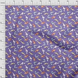 oneOone Velvet Violet Fabric Colorful Dinosaur