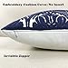 Slow Cow Embroidery Throw Pillow Cover Geometric Rose Navy Decorative Cushion Cover for Sofa 18x18 Inches