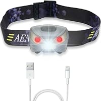 USB Rechargeable LED Head Torch - Super Bright, Waterproof, Lightweight & Comfortable - Headlamp Perfect for Running, Walking, Camping, Reading, Hiking, Kids, DIY & More, USB Cable Included
