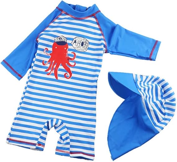 Amazon Co Jp 水着 子供 ラッシュガード キッズ ベビー水着 子供水着 連体水着 帽子 ジュニア セット ベビー 赤ちゃん スイムウェア ボーイズ スイミング 夏 70 80 90 100 110 1 服 ファッション小物