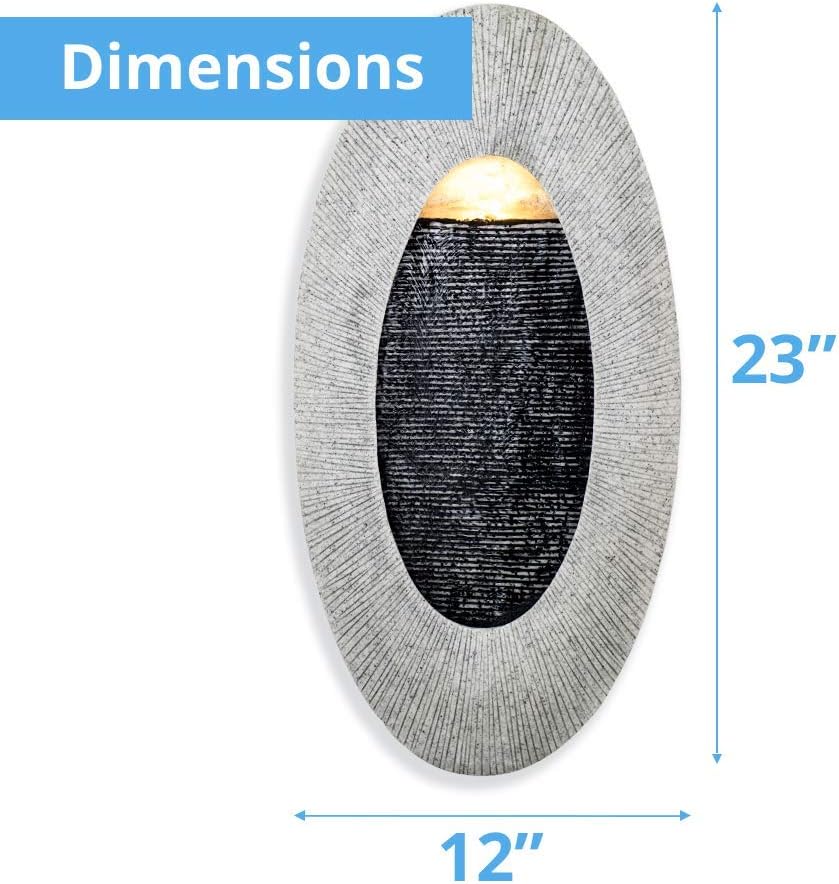 Make Lemonade Indoor/Outdoor Waterfall Hanging Fountain, Handcrafted Natural Faux Stone Exterior with LED Lights, Patio and Home Wall Décor, Oval, Tan: Home & Kitchen