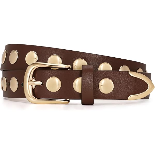 JASGOOD Women Leather Belt Fashion Studded Belt Ladies Punk  display picture 1