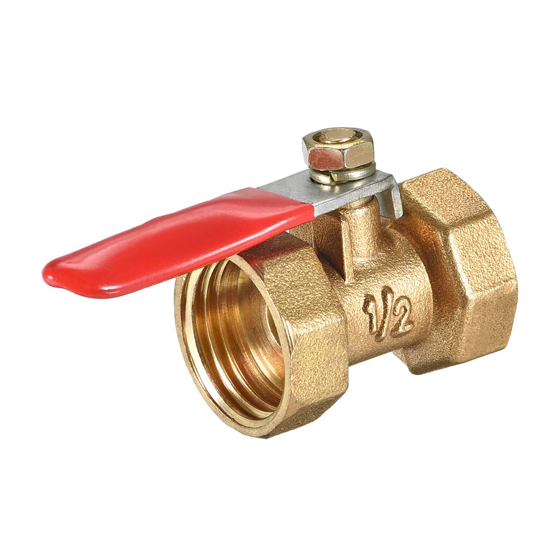uxcell Brass Air Ball Valve Shut-Off Switch G1/2 Female to Female Pipe Tubing Fitting Coupler 180 Degree Operation Handle