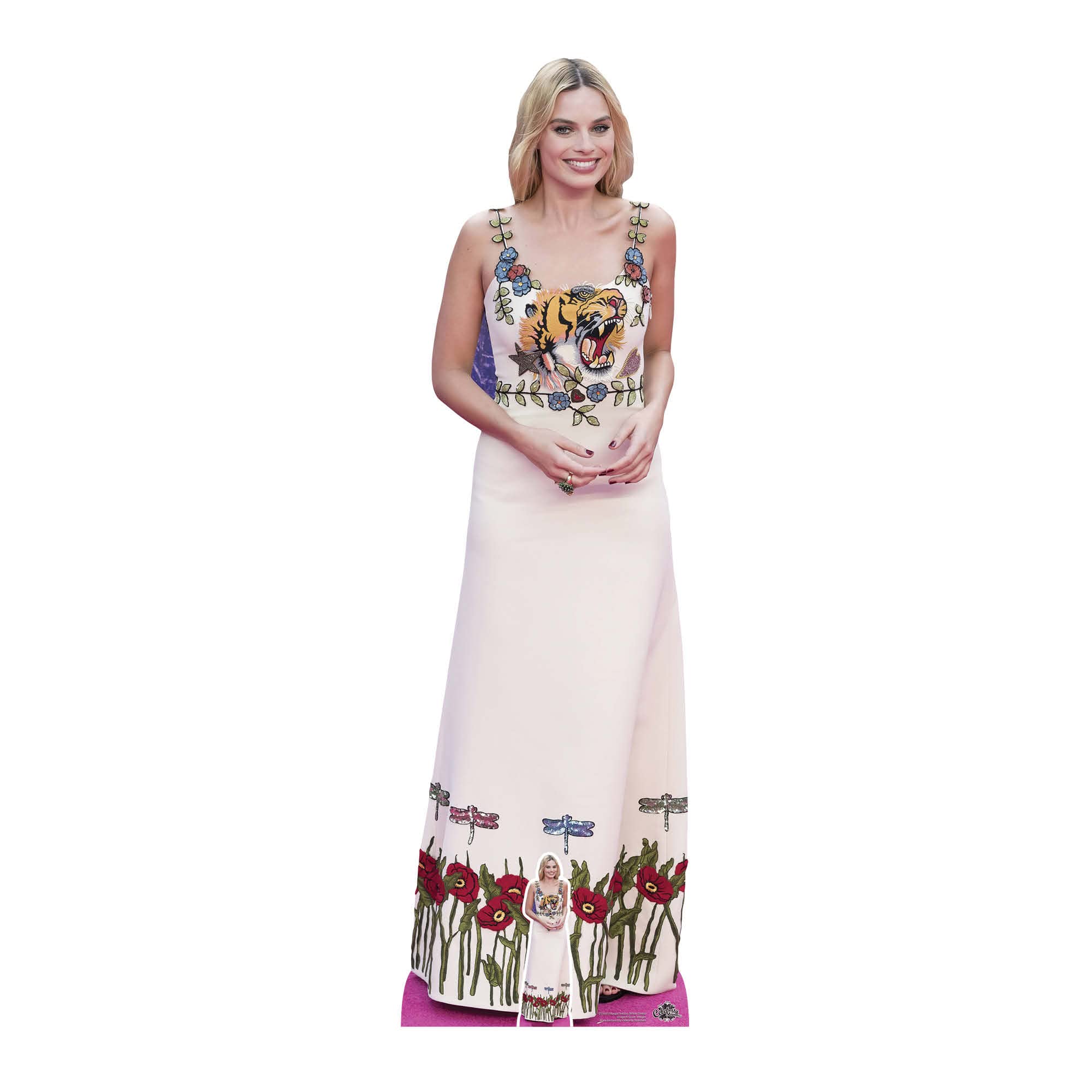 Star Cutouts CS1083 Margot Robbie White Dress Lifesize Cardboard Cutout With Mini Star Cutout