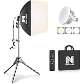 NiceVeedi 85W Softbox Photography Lighting 16'' x 16'' Softbox | 3000K-6000K, CRI97+ LED Studio Lights with 63" Tripod for Video Recording/Streaming/Portraits/Video Calls/YouTube/TikTok