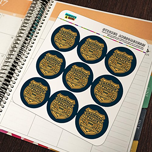 Grammar Police Badge Funny 2" Planner Calendar Scrapbooking Crafting Clear Stickers