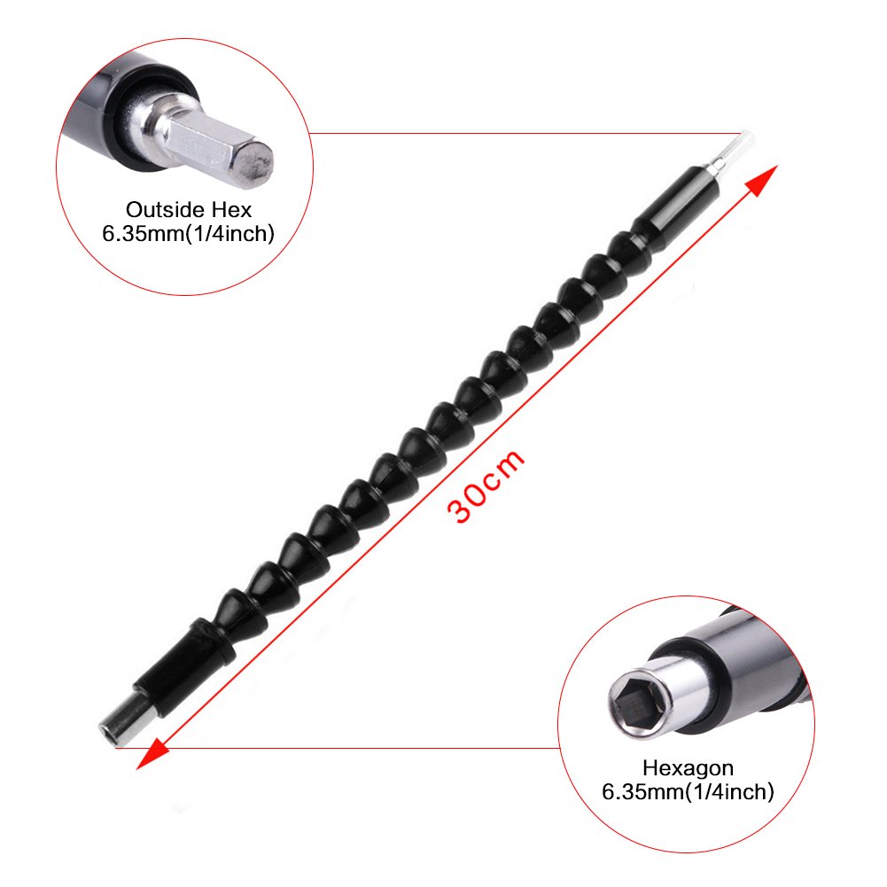 SUYIZN 2Pcs Flexible Drill Bit Extension with Screw Drill Bit Holder, Hexagon Drill Connection Size of 1/4 Inch