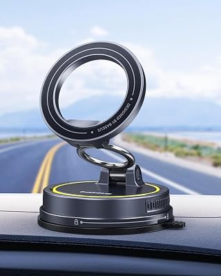 VC2 Flex Soporte Magnetico Movil Coche Ventosa, Soporte Magsafe Coche para Salpicadero y Parabrisas, Ajustable en 720° y Plegable para iPhone 16 15 14 13 12 Pro MAX
