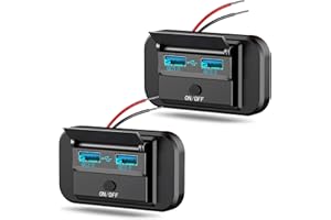 2PCS 12V RV USB Outlet with Power Switch, 36W Dual Quick Charge QC3.0 USB-A Port Panel Wall Surface Mount, 12Volt Car Socket 