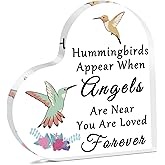 Sympathy Plaque Memorial Gifts for Loss of Loved Mom Dad Friend Husband Wife Hummingbird Acrylic Heart Keepsake Bereavement Condolences Grieving Present for Remembrance Table Decor Acrylic Plaque