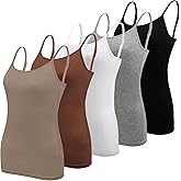 BQTQ 5 Pcs Women's Camisole Tank Top Undershirt Spaghetti Strap Basic Camisoles