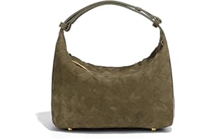 TNDCKP Luxurious Suede Hobo Bag - Women's Woven Leather Shoulder Bag with Spacious Interior