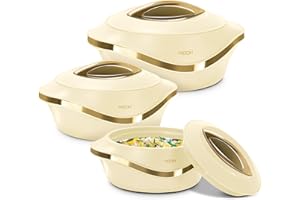 MILTON Insulated Casserole Dish with Lid 3 pc Set 2.1/1.5/1 qt. Hot Pot Food Warmer/Cooler –Thermal Soup/Salad Serving Bowl- 