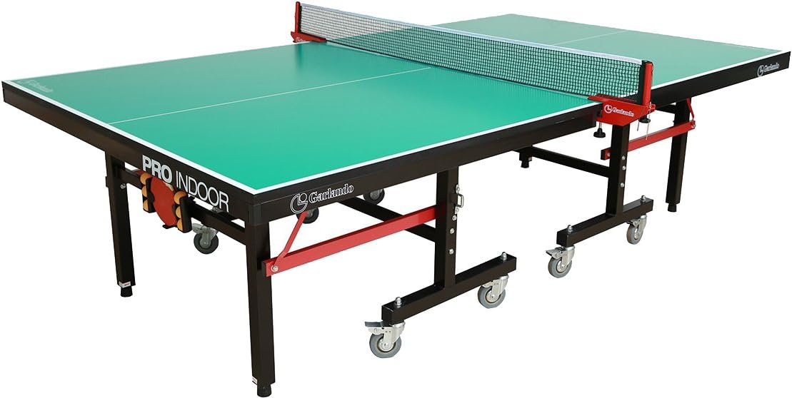Garlando Pro Indoor Ping Pong Table (25mm Top/50mm Leg), Green, Tables
