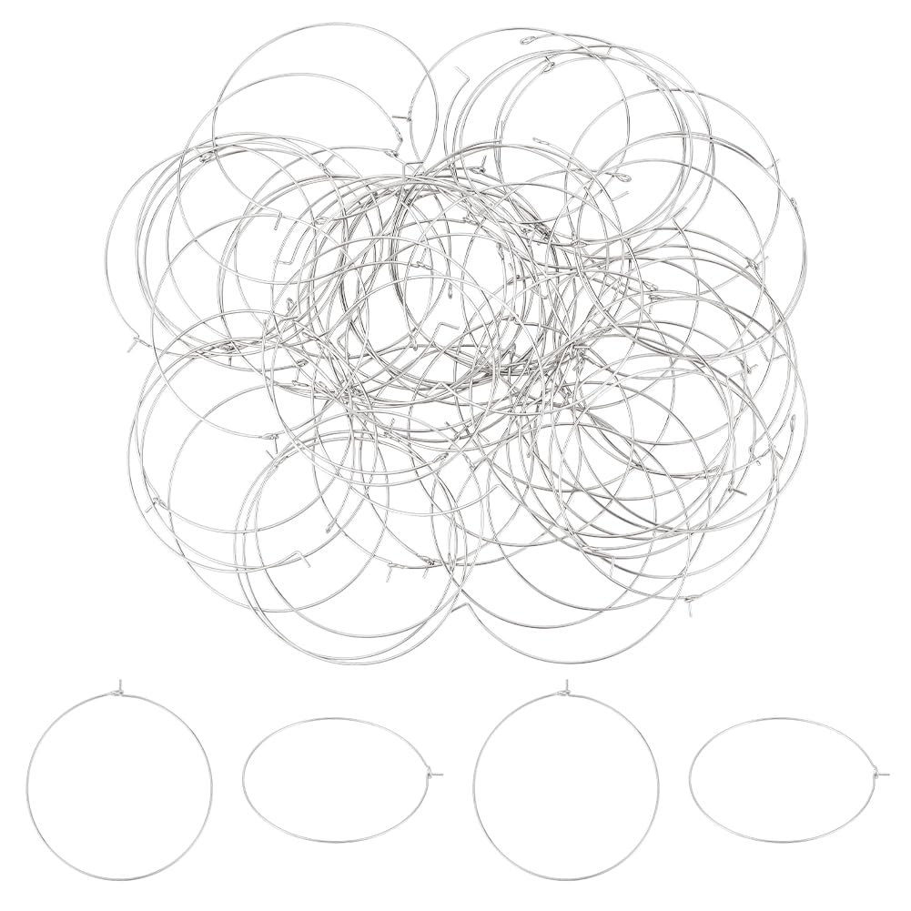 UNICRAFTALE About 100pcs Stainless Steel Hoop Earring Findings 50mm Wine Glass Charms Rings Earring Beading Hoop Rings Ear Wines Open Earring Hoops for Women Dangle Hoop Earrings Making