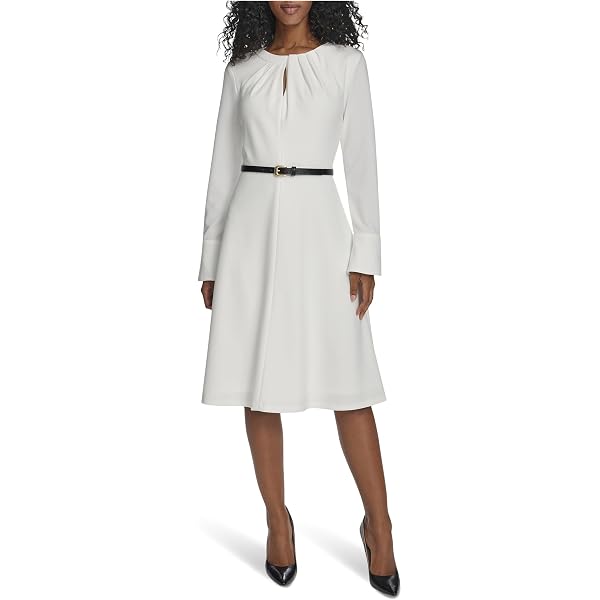 calvin klein women's pull-on long-sleeve a-line dress Calvin Klein Women's Jersey Surplice Long-Sleeve Crewneck Dress
