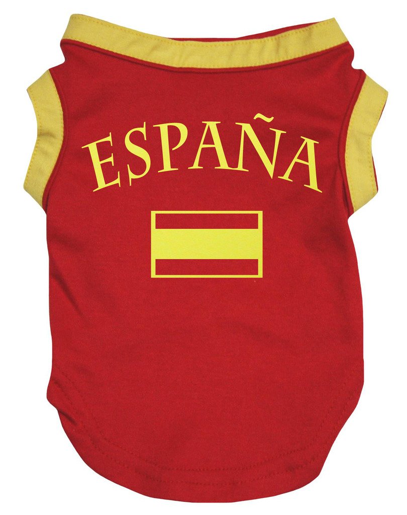 Petitebelle Espana Flag Puppy Dog Shirt (Red, Small)