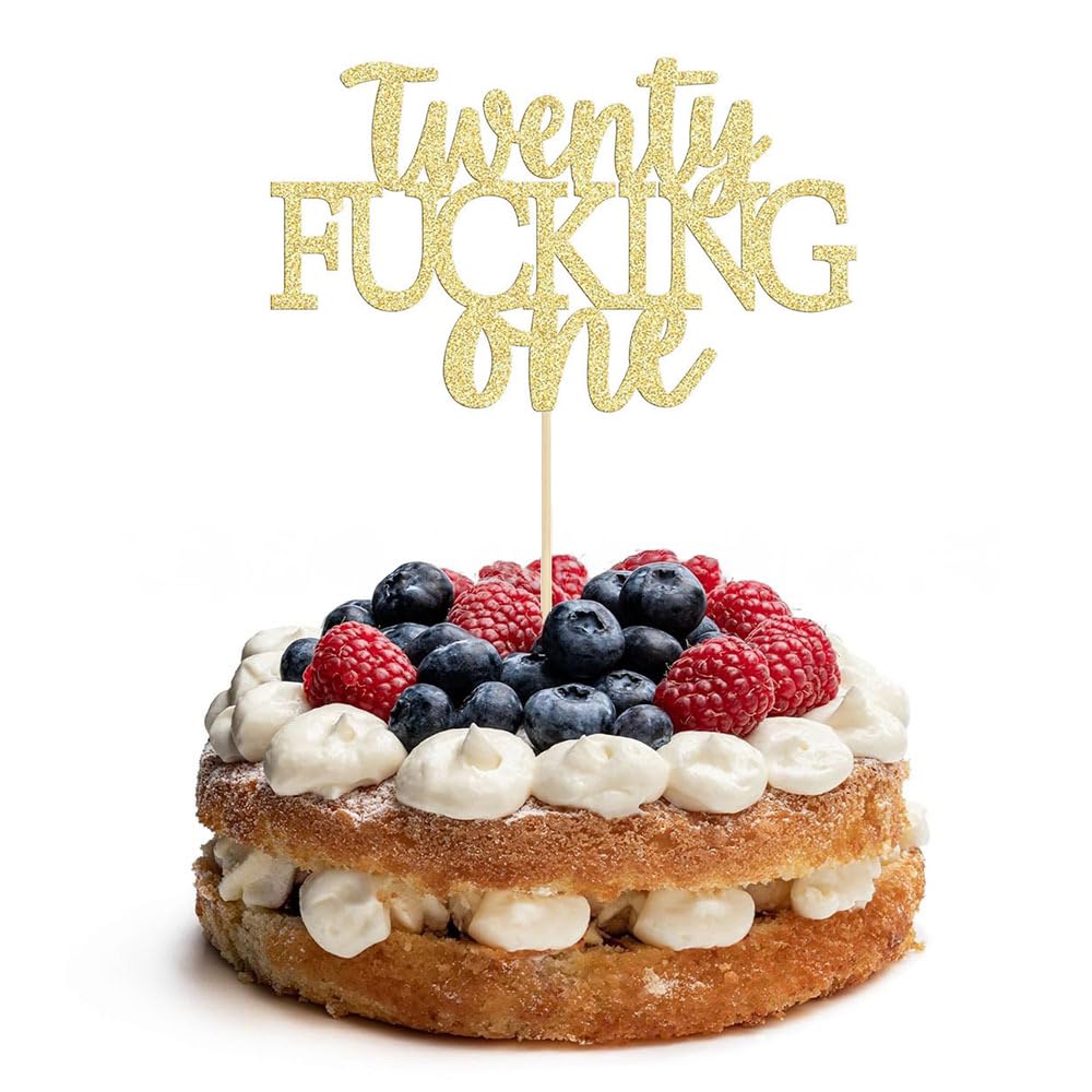 21st Birthday Cake Topper Twenty One Cake Decoration for 21st Birthday Legal AF Cake Decor Finally 21 Cake Topper Party Supplies (Gold)