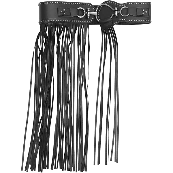 YiZYiF Women Long Fringe Tassel Skirt Belt Punk Cool Faux  display picture 3