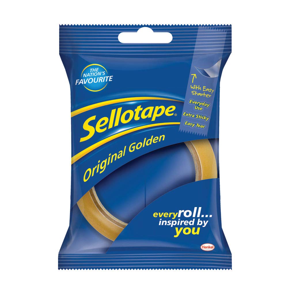 Sellotape Original Golden Tape Roll Non-static Easy-tear Retail Pack 24mmx50m Ref 1443266 [Pack 8]