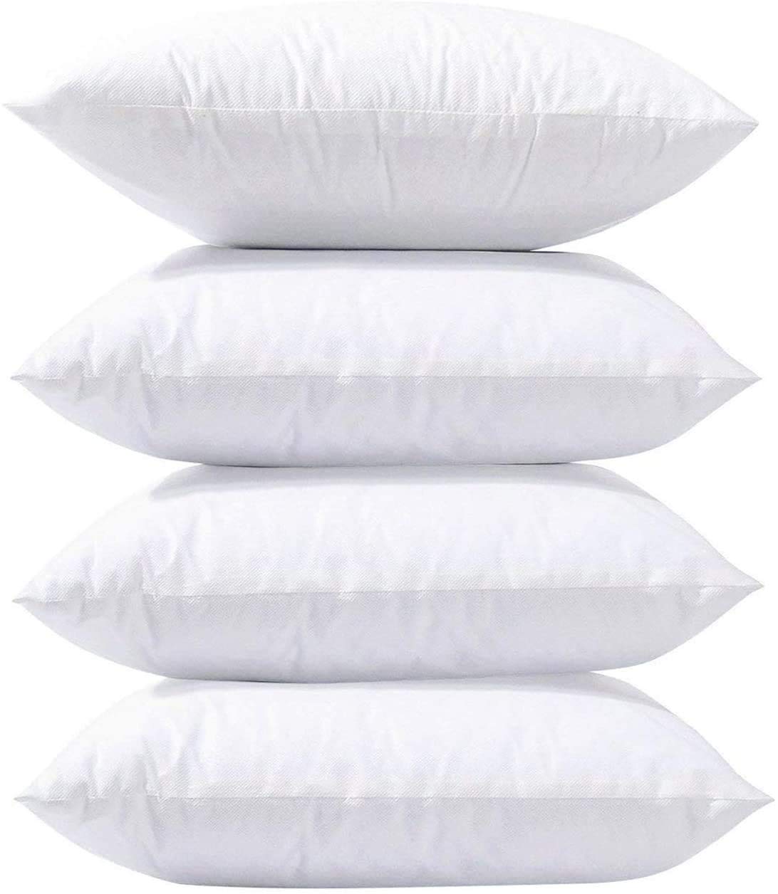 SYSN Cushion Inner Pads (Pack of 4) White Bounce Back 18x18 Cushion Inserts (45x45 cm) - Hollow Virgin Fiber Fillers For Decorative Scatters in Bed Sofa Outdoor with Stuffing