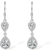Silver Teardrop Earrings for Women Dangle Earring trendy Rhinestone Crystal Dainty Drop Earrings
