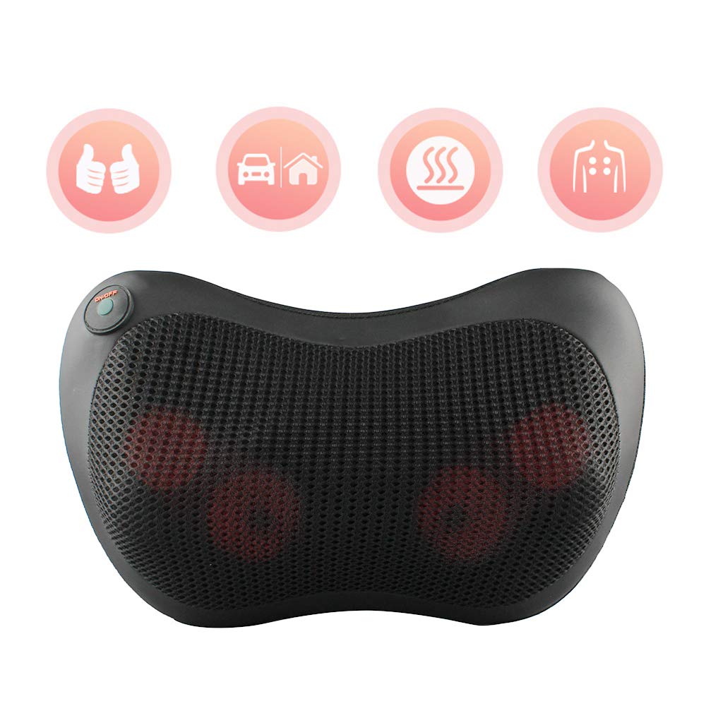 Betorcy Shiatsu Massage Pillow Neck Back Massager with Heat Deep Kneading for Neck Head Shoulder Leg Foot and Full Body Pain Relief, Relax at Home Office and Car - Black