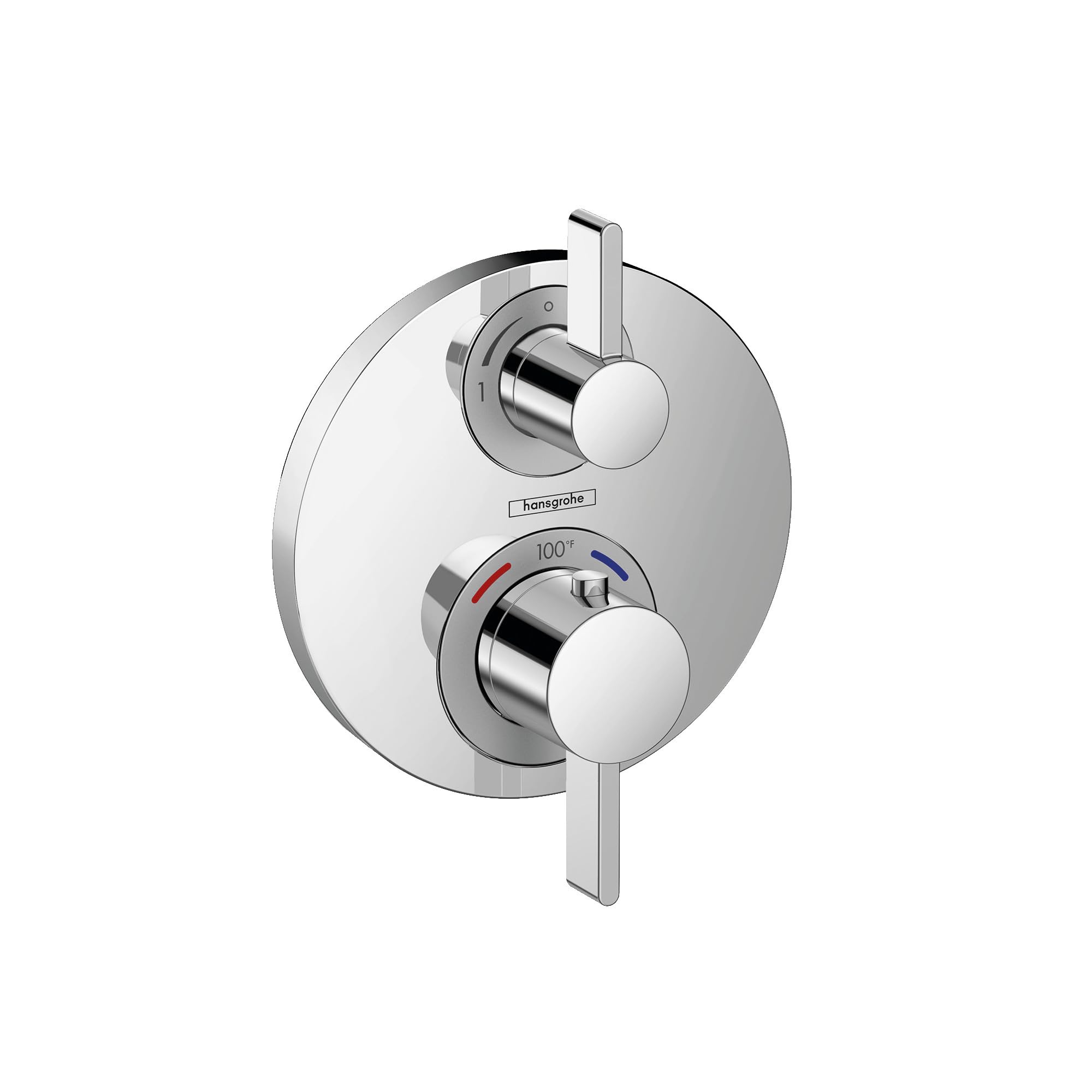 Photo 1 of hansgrohe Ecostat S Modern Minimalist Volume and Auto Temperature Control 2-Handle Thermostatic Shower Valve Trim in Chrome, 15757001