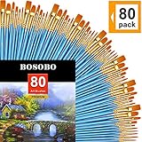 BOSOBO Pointed-Round Paint Brushes, 8 Sets of 10