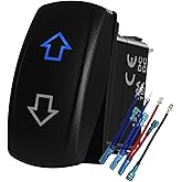 Up Down Momentary Rocker Switch 7P (ON)-Off-(ON) DPDT Mom Toggle Switch with Jumper Wires for Car Boat Marine Van Pickup Polaris UTV Dashboard 12V 24V IP67