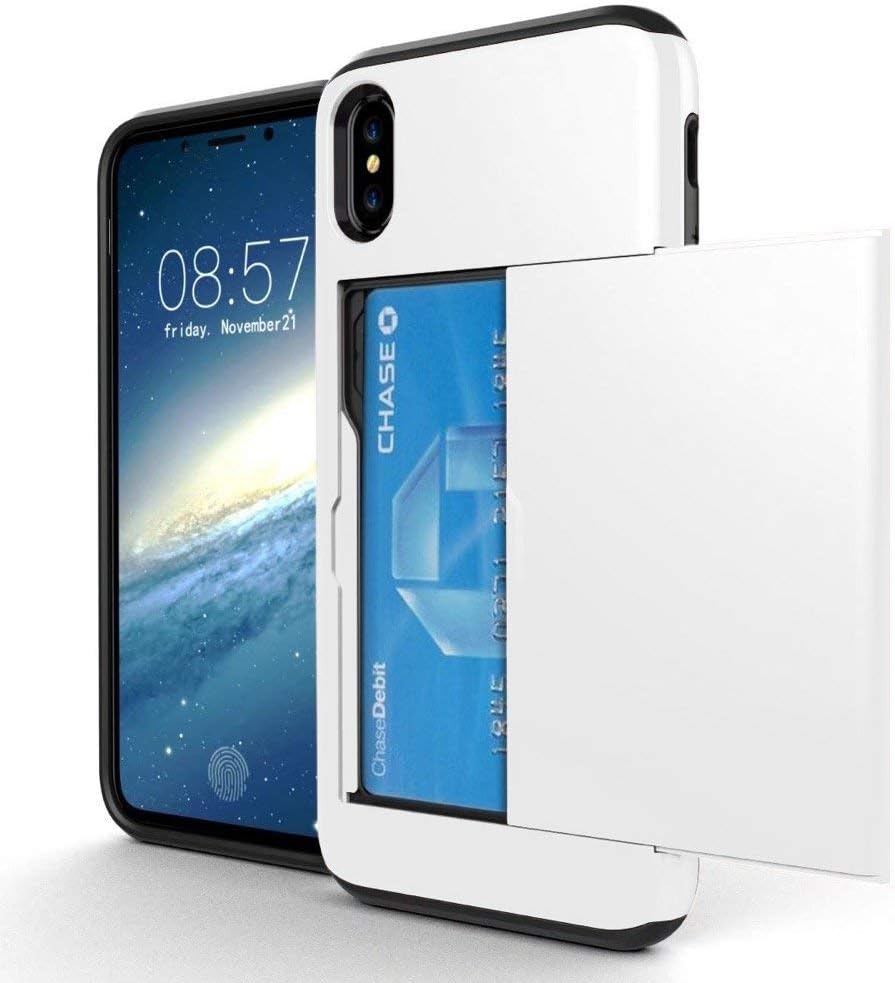 iPhone X Case, iPhone Xs Case, OMD [Double Card Holder Slot] ShockProof Wallet Protective Phone Cover with Tough Heavy…