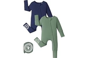 PATPAT Baby Footies Boys Girls - Bamboo Viscose - Zipper & Non-Slip Soles Romper Mitten - Footed & Footless Infant Clothes