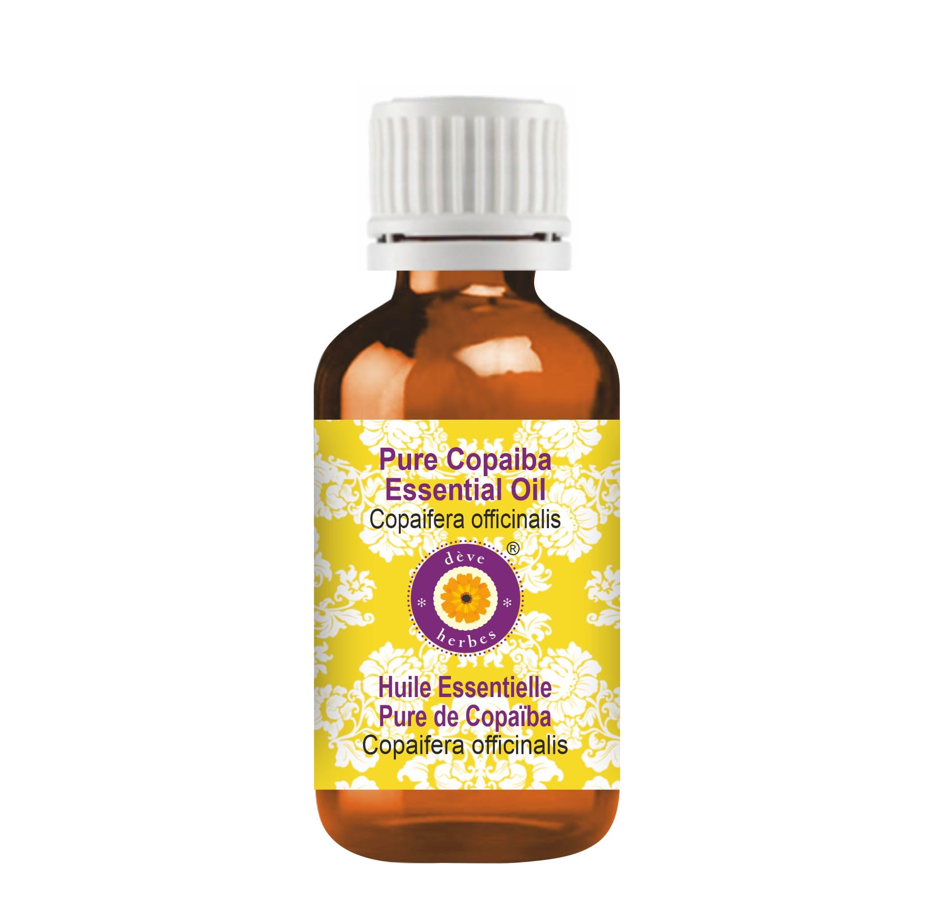 Deve Herbes Pure Copaiba Essential Oil (Copaifera officinalis) Non-Sticky | Non-Greasy | Warm Balsamic Aroma | for Aromatherapy, Massage, Relaxation & Blends 15ml