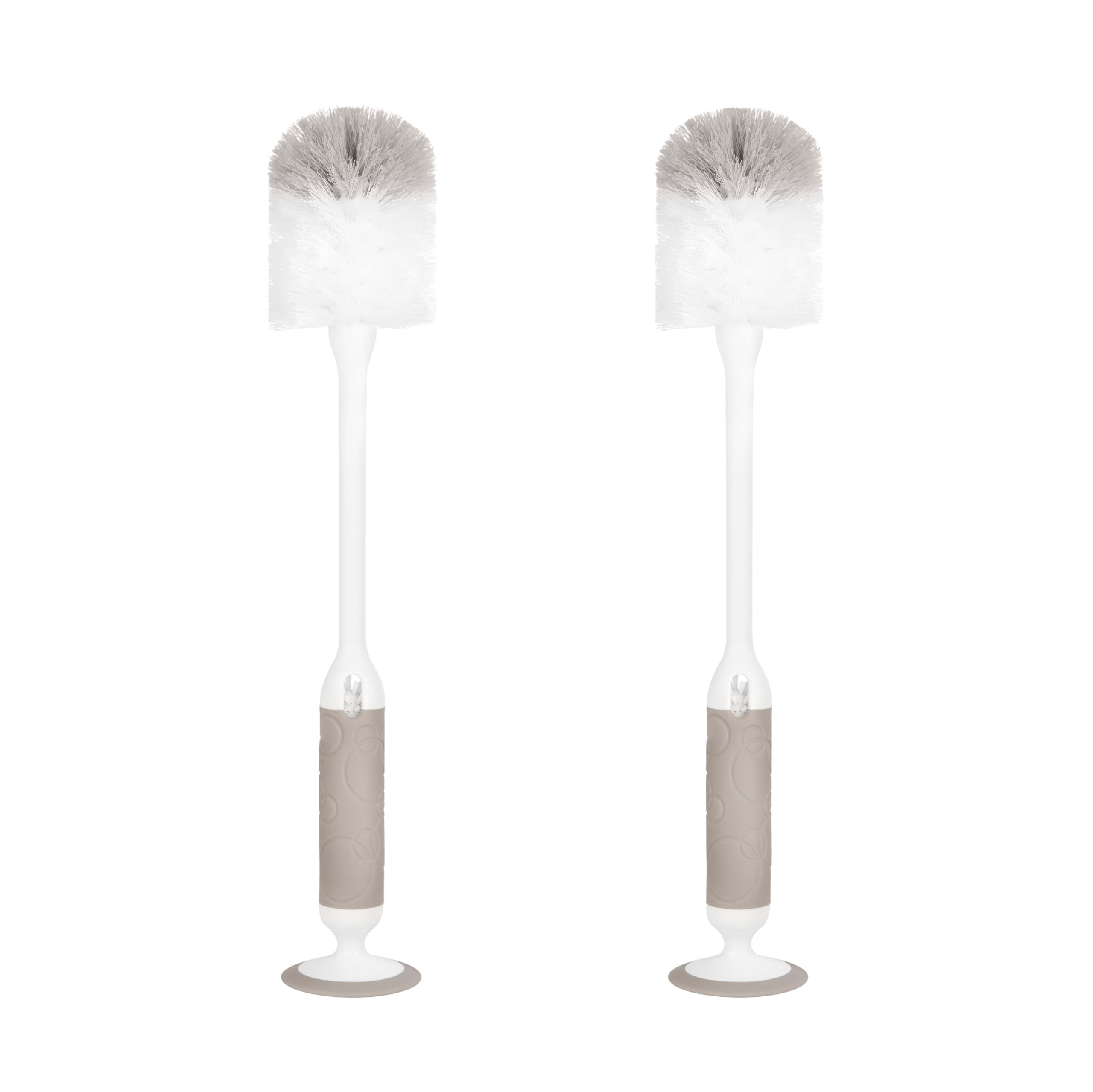 Photo 1 of Ubbi Deluxe Baby Bottle Brush Set, Bottle Brush and Nipple Brush with Suction Cup, Baby Cleaning Essentials, Set of 2, Taupe