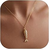 Peraca Cris Fish Necklace for Women Beaded Fish Necklace Beach Charm Necklaces Gold Fish Drop Necklaces for Women Dainty Beach Jewelry