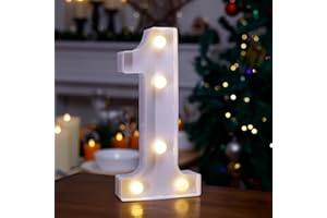 TRONSBOO LED Marquee Sign Light Up Letters, Alphabet Light Up Letters Sign, Battery Powered LED Letter Lights for Night Light, Wedding, Birthday, Party, Christmas or Home Decor (Number 1)