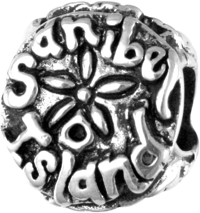 Sanibel Island, FL - Sand Dollar - Handmade Sterling Silver Large Hole Charm Bead