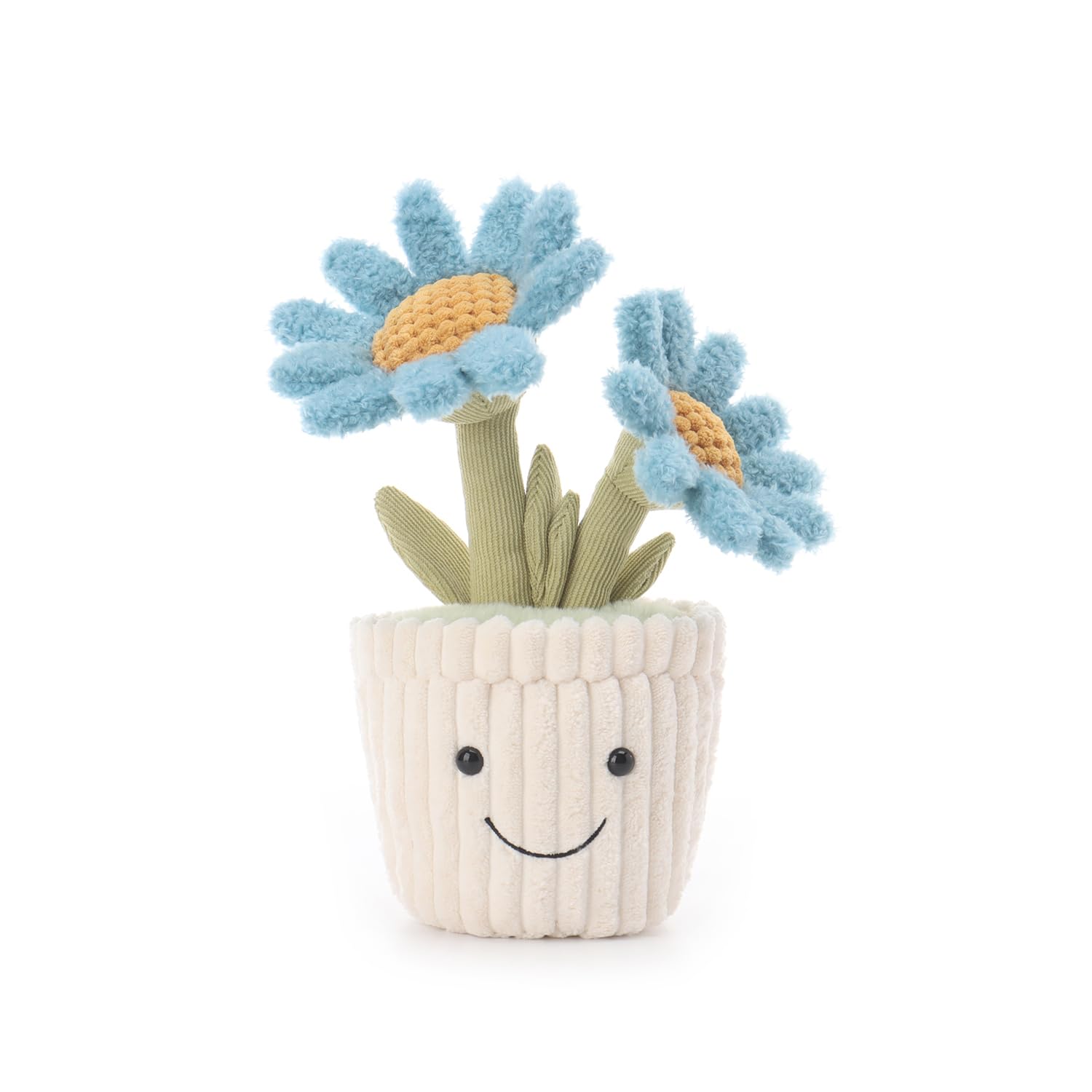 Apricot Lamb Diamond Blue Potted Daisy Plant Plushies Stuffed Animals for Baby Girl and Boy, Soft Cute Plush Toys for Kids, 10 Inches