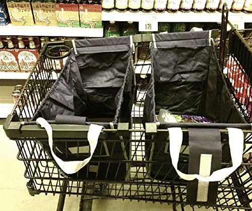 (2 PACK) Pack-n-tote Reusable Grocery Shopping Cart Grab Bag - Clips to your cart!