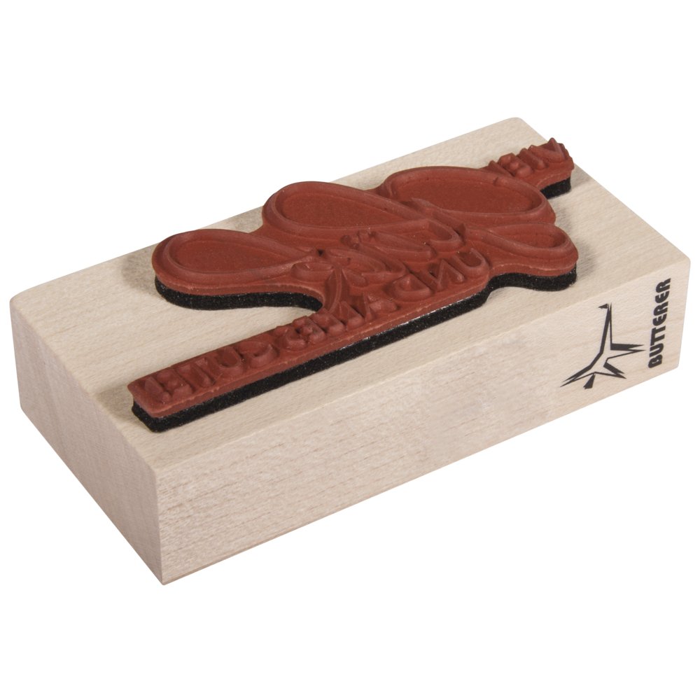 Rayher Wooden Stamp Viel Glück und alles Gute, 4 x 8 cm, Wooden Stamp for Designing Cards, Envelopes, Gifts, Butterer Stamp, 28480000